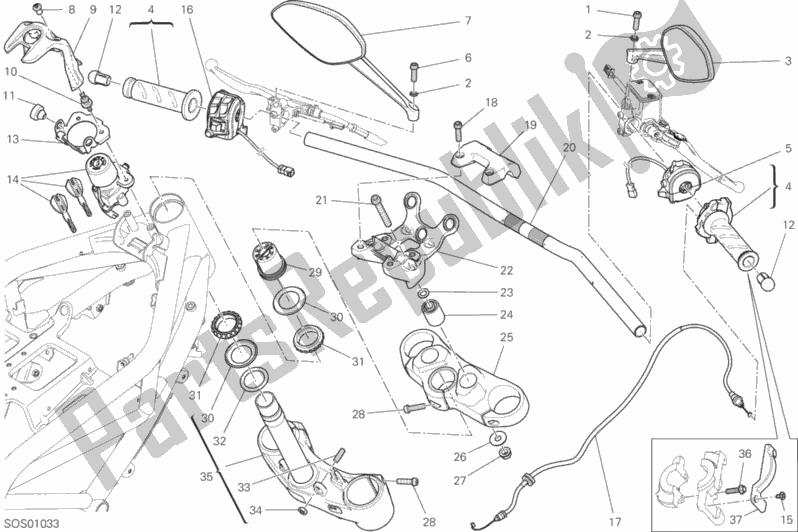 Toutes les pièces pour le Guidon Et Commandes du Ducati Monster 797 USA 2020